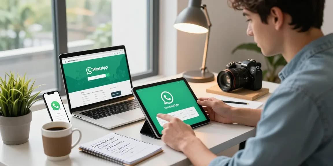 WhatsApp下載 application displayed on smartphone in a modern workspace, showcasing user-friendly technology.