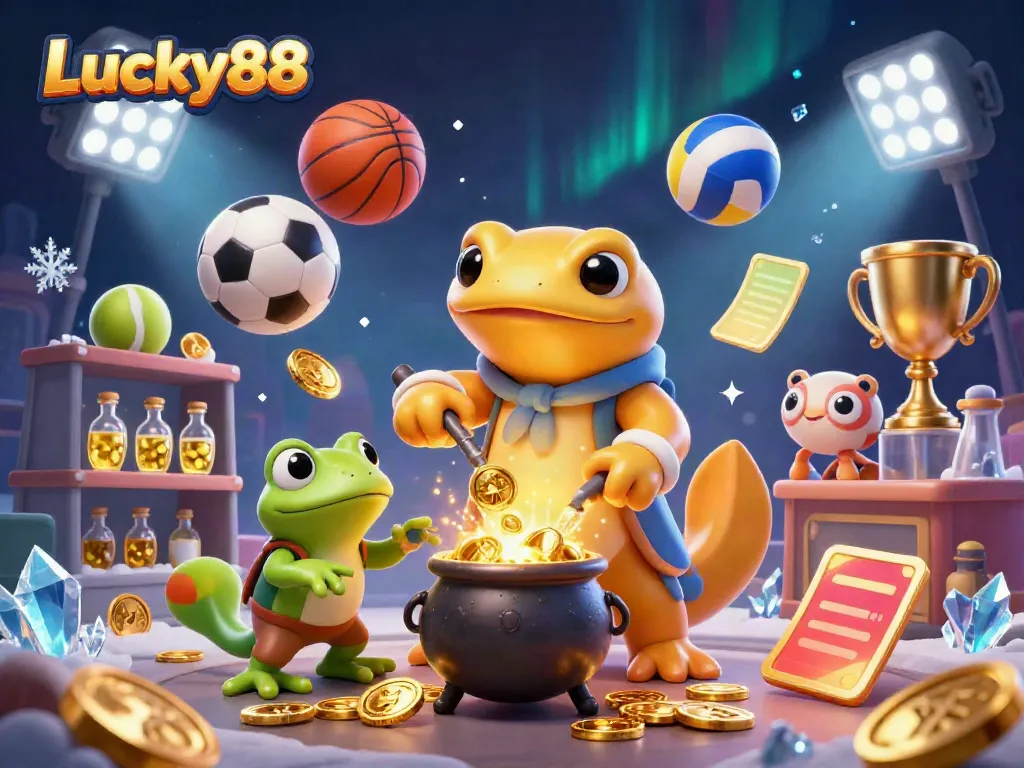 Engage with Lucky88 as the golden alchemist transforms metals into coins while sports elements enhance the casino experience.