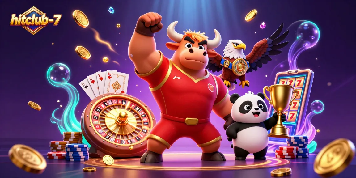Experience thrilling wins at hitclub-79 with a dynamic casino scene featuring winning characters and game elements.