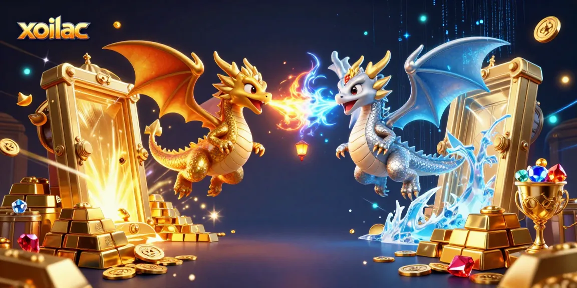 Experience thrilling gameplay with xoilac in this vibrant, dynamic casino scene of dragons and treasures.