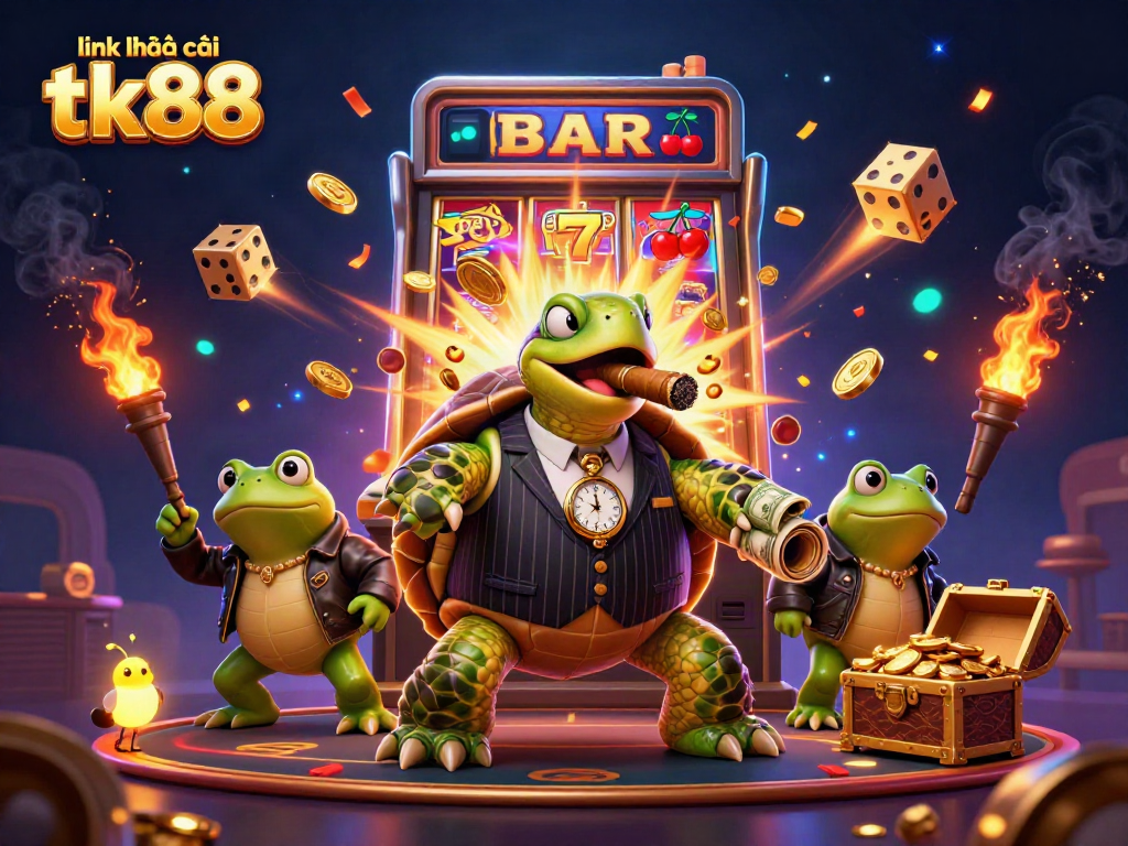 Experience thrilling gaming with link nhà cái tk88, featuring vibrant 3D characters and dynamic casino elements.