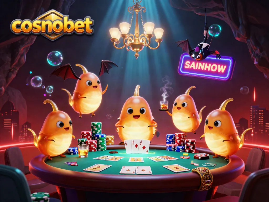 Experience thrilling gameplay at cosmobet with lighthearted glowworms lighting up a vibrant cave casino.