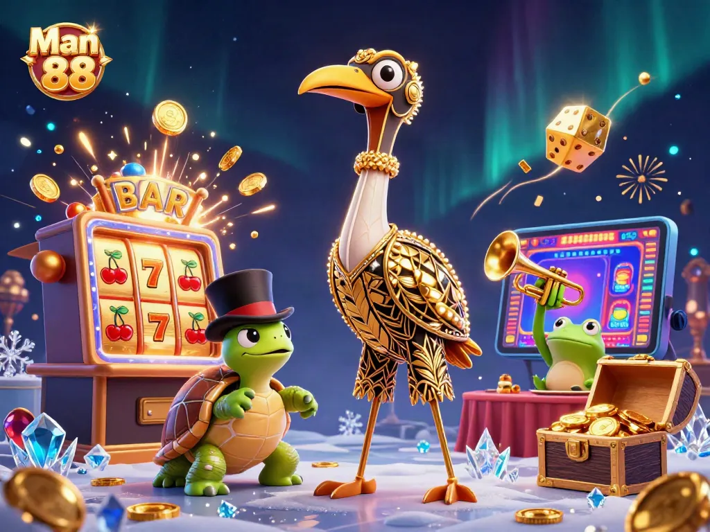 Experience thrilling wins at Man 88 with vibrant casino scenes and exciting gaming elements.