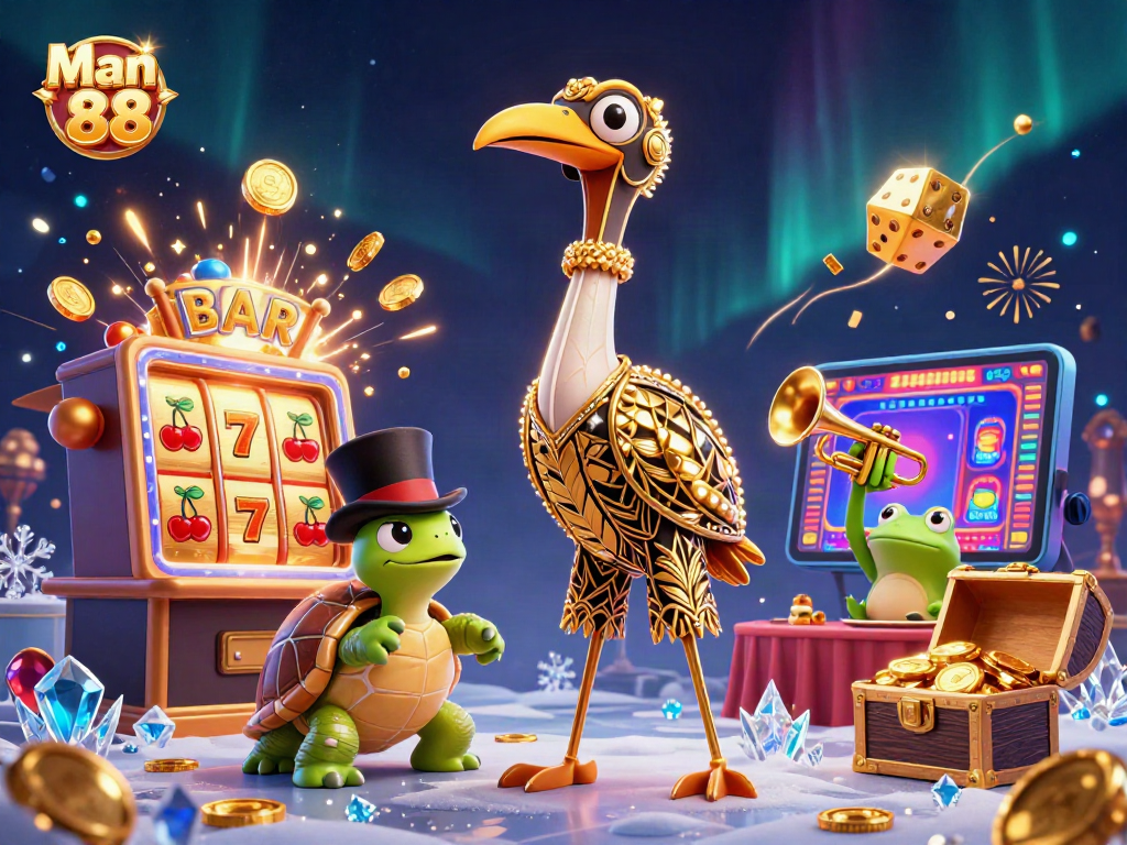 Experience thrilling wins at Man 88 with vibrant casino scenes and exciting gaming elements.