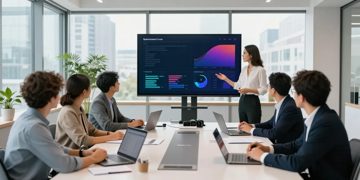 Team collaboration on software sponsored content UK in a modern office space, showcasing diversity and engagement.