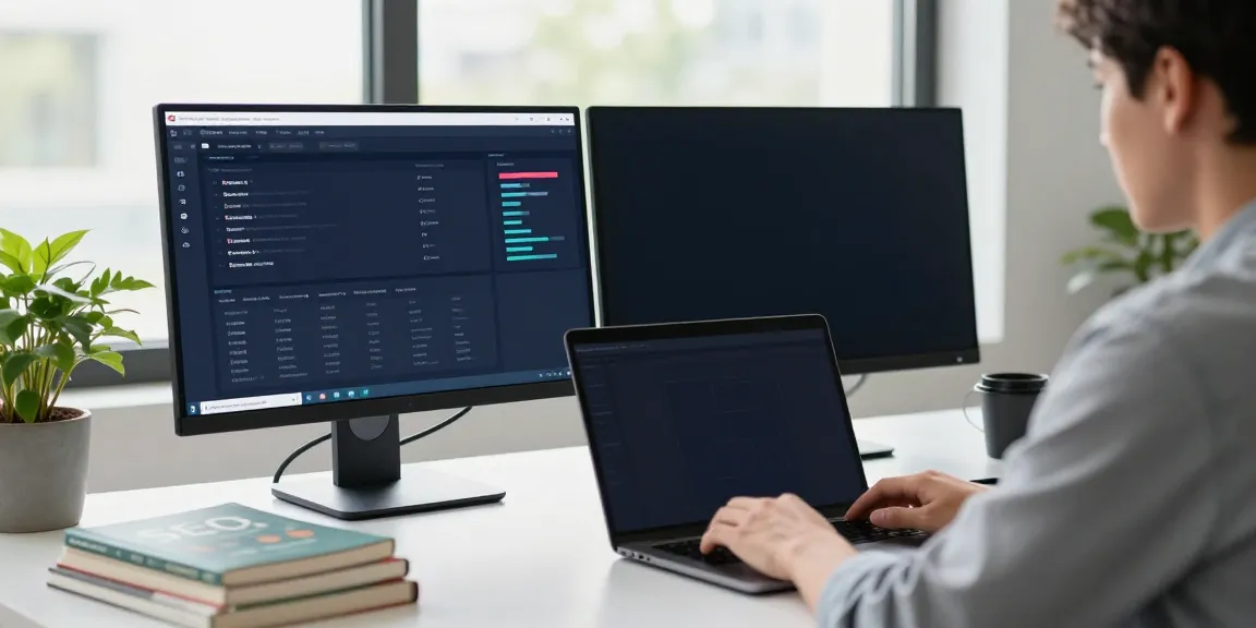 SEO specialist working on instant indexing strategies at a modern workspace.