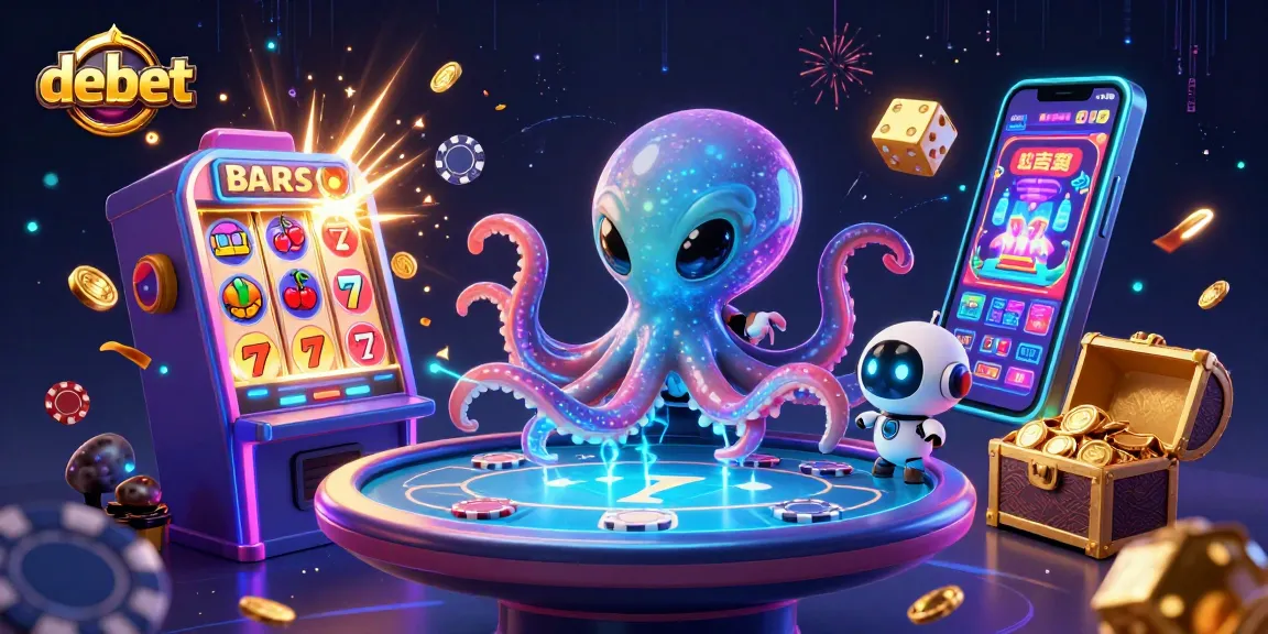 Experience debet with a 3D alien octopus and jackpots exploding in a cosmic casino scene.