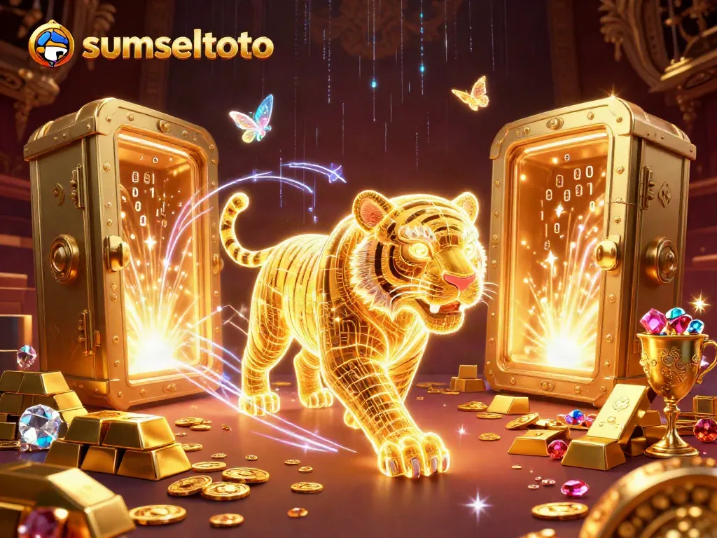 Experience the vibrant energy of sumseltoto in a dynamic digital casino scene, rich in treasures.