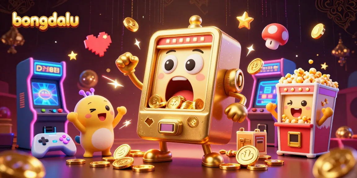 Bongdalu showcases a thrilling jackpot moment with a golden slot machine surrounded by vibrant gaming elements.