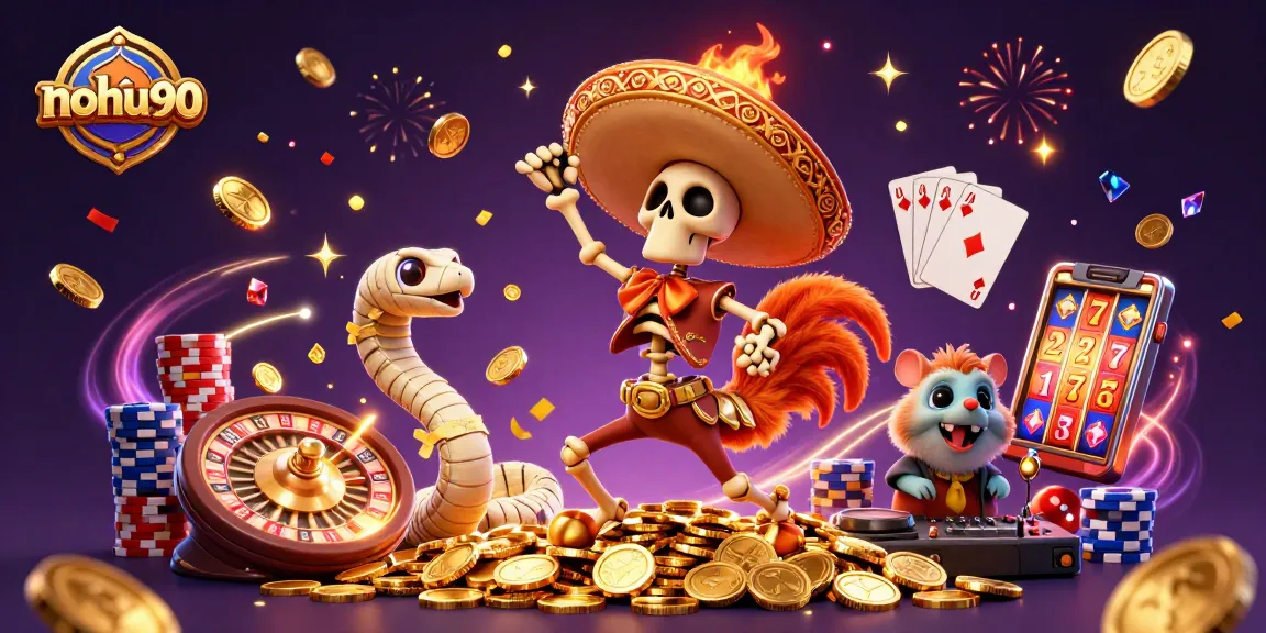 Experience the excitement at nohu90 with a festive casino scene filled with winning elements.