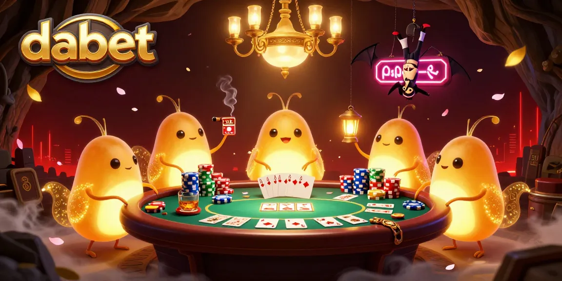 Engage with dabet in a vibrant 3D casino scene showcasing glowworms lighting poker action.