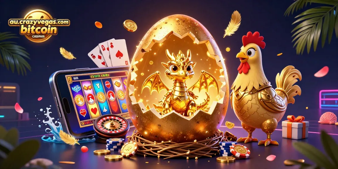 Experience exciting gaming with au.crazyvegas.com bitcoin casinos featuring a golden baby dragon and vibrant casino elements