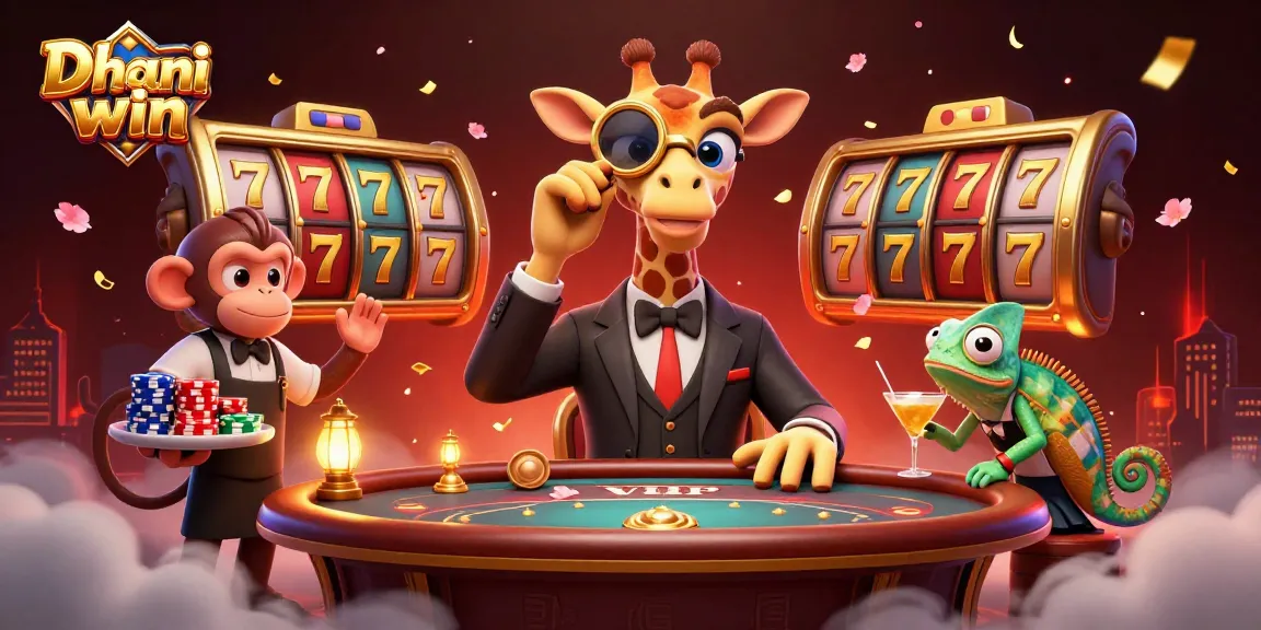 Experience the excitement of Dhani win with a high-roller giraffe and lively casino atmosphere.